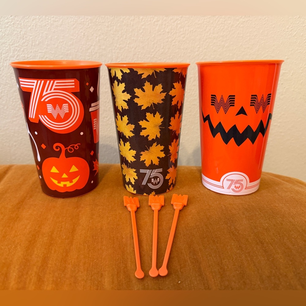 Whataburger Halloween Fall Autumn Thanksgiving Cup Tumblers NEW 75th Anniversary